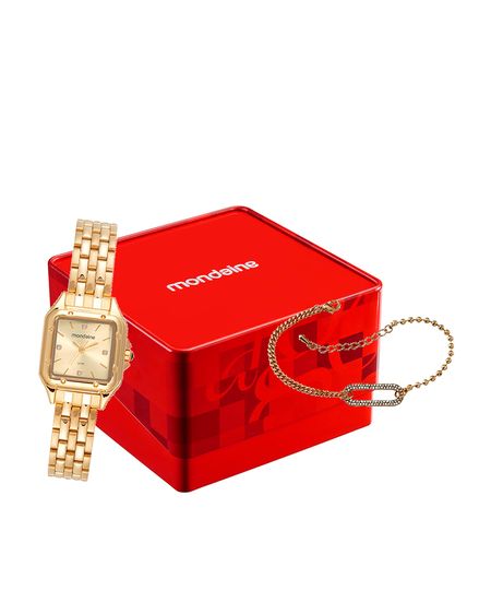 kit relógio feminino mondaine analógico 32777lpmvde1kc dourado UNICO kit relógio feminino mondaine analógico 32777lpmvde1kc dourado UNICO