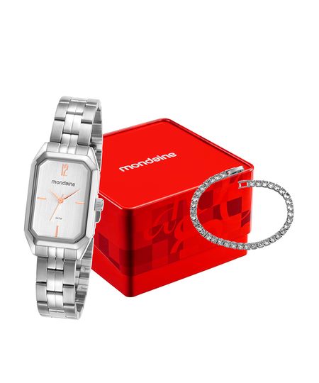 kit relógio feminino mondaine analógico 32359l0mvne3ka prateado UNICO kit relógio feminino mondaine analógico 32359l0mvne3ka prateado UNICO