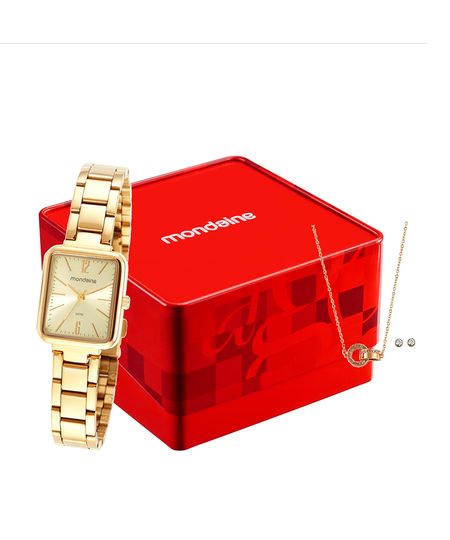kit relógio feminino mondaine analógico 32377lpmvde1kc dourado UNICO kit relógio feminino mondaine analógico 32377lpmvde1kc dourado UNICO