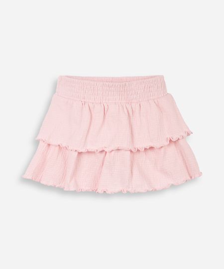 short saia infantil camadas lisa rosa 3 short saia infantil camadas lisa rosa 3