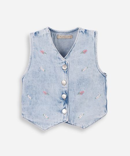 colete infantil jeans bordado azul 12