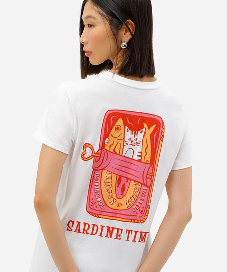 camiseta feminina sardinha off white M