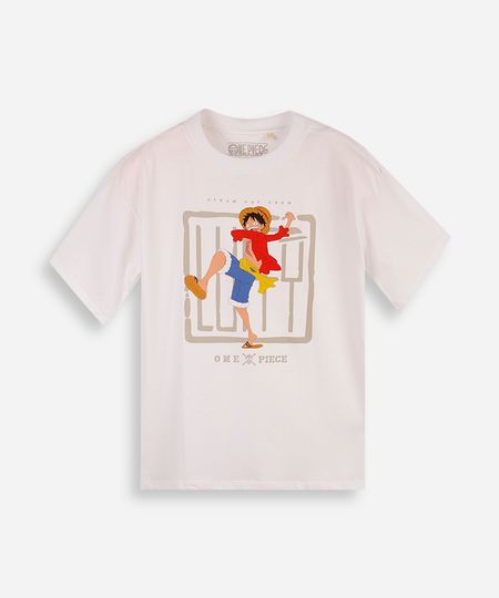 camiseta juvenil one piece luffy off white 10