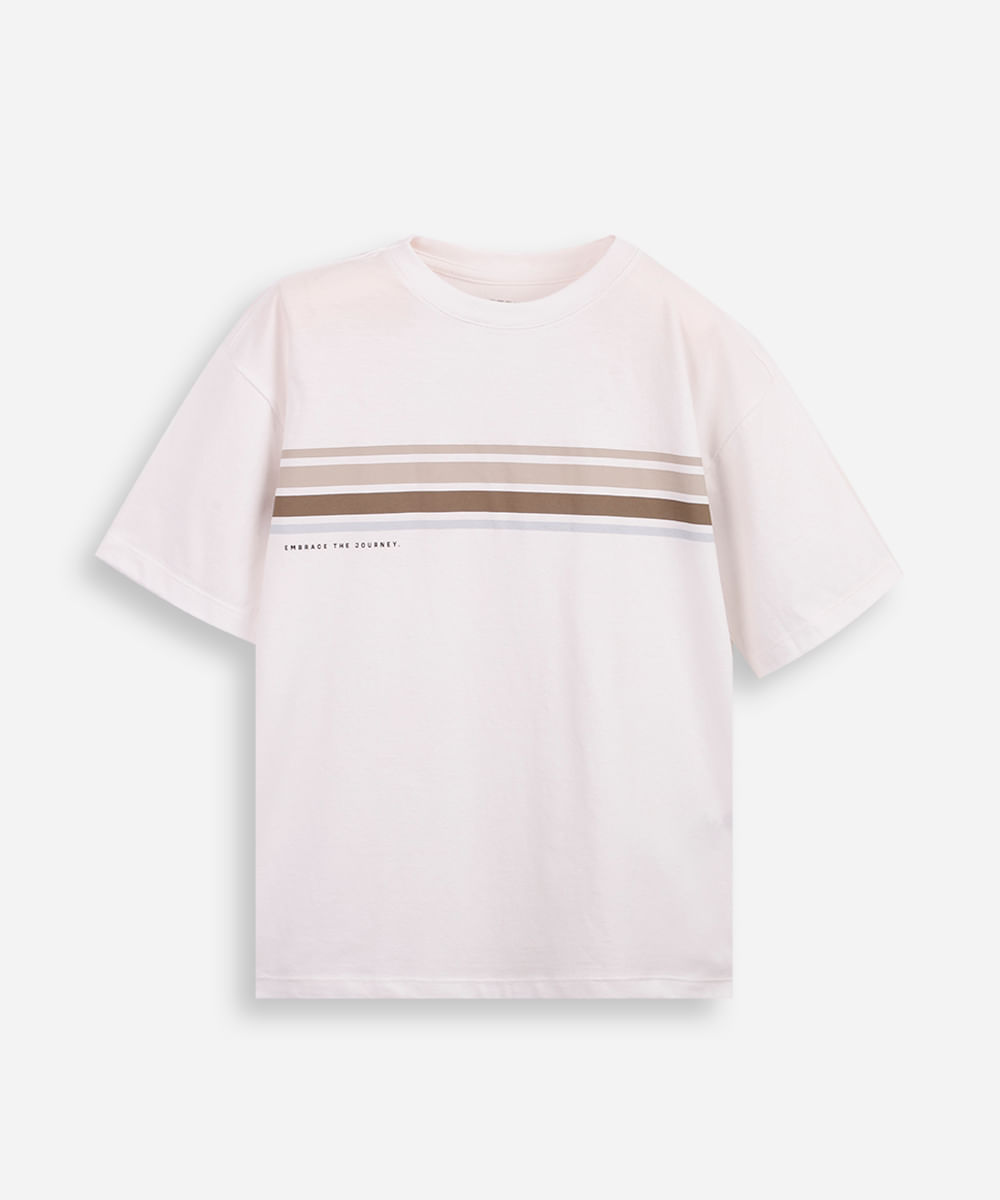 camiseta infantil comfort listras off white