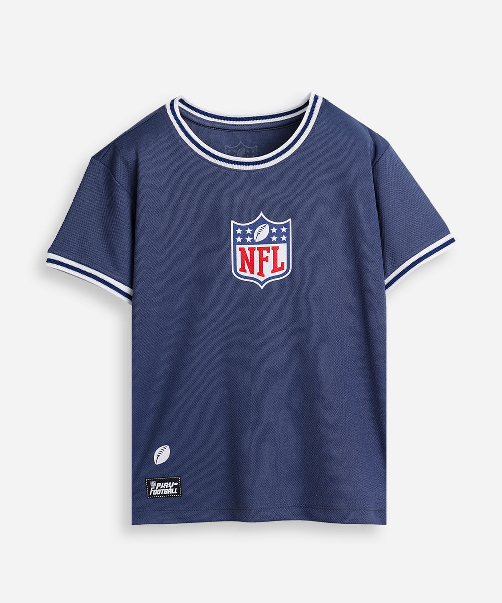 camiseta infantil esportiva malha dry azul