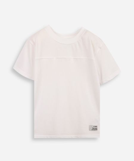camiseta infantil malha piquet com recorte off white 12 camiseta infantil malha piquet com recorte off white 12
