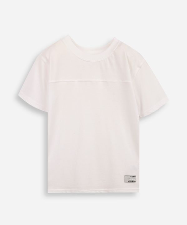 camiseta infantil malha piquet com recorte off white 6