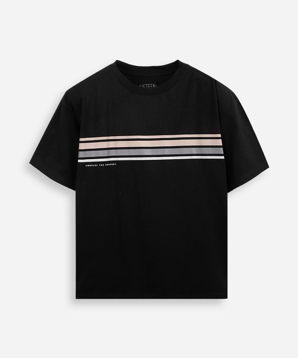 camiseta juvenil comfort listras preta 16