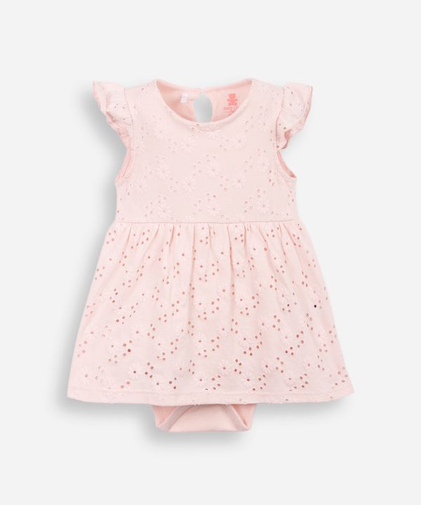body vestido infantil de algodão floral rosa 12-18