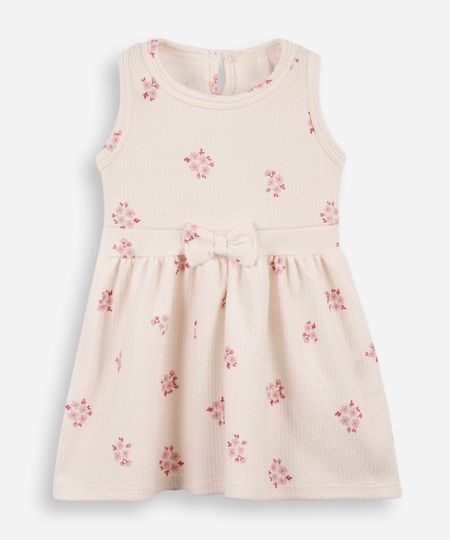 vestido infantil texturizado floral off white 0-3 vestido infantil texturizado floral off white 0-3