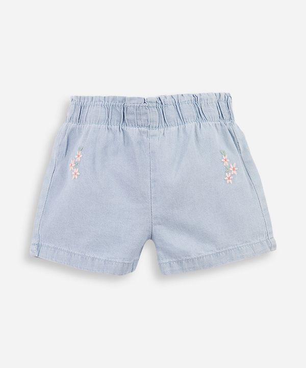 shorts infantil jeans flor azul 3-6