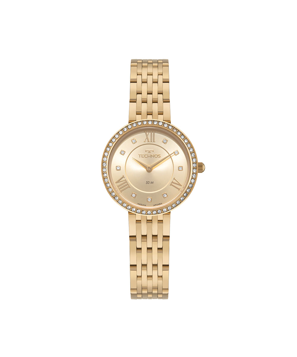 relógio feminino technos analógico 2025lug1x dourado