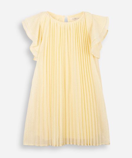vestido infantil plissado com brilhos amarelo 6 vestido infantil plissado com brilhos amarelo 6