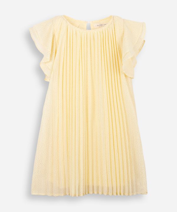 vestido infantil plissado com brilhos amarelo 8