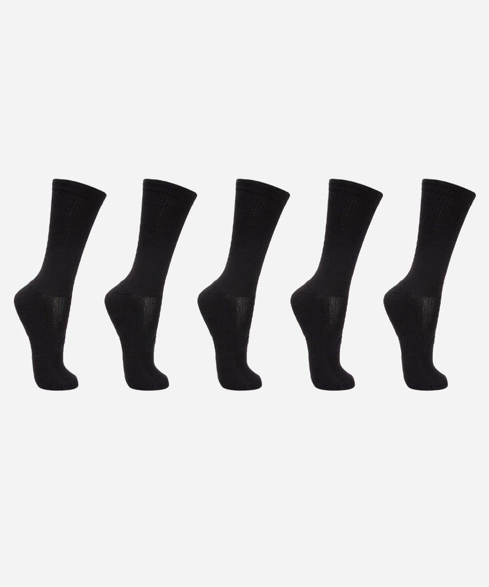 kit de 5 meias cano longo esportivas ace caneladas preto kit de 5 meias cano longo esportivas ace caneladas preto