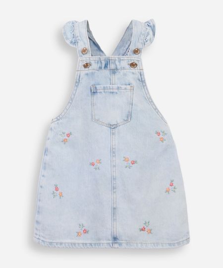 salopete infantil jeans com bordado floral azul 4