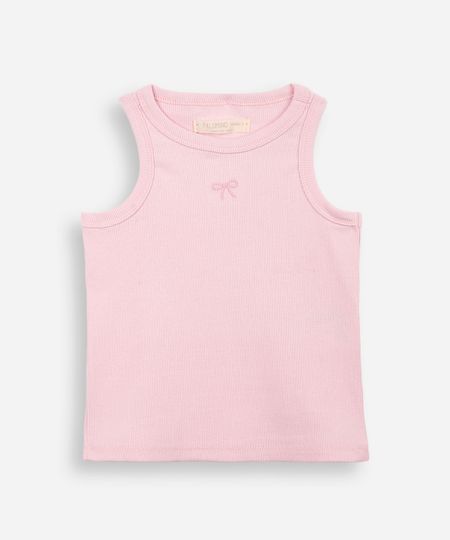 regata infantil de algodão com bordado canelada rosa 4 regata infantil de algodão com bordado canelada rosa 4