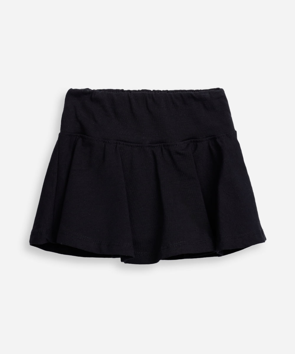 short saia infantil evasê liso - preto