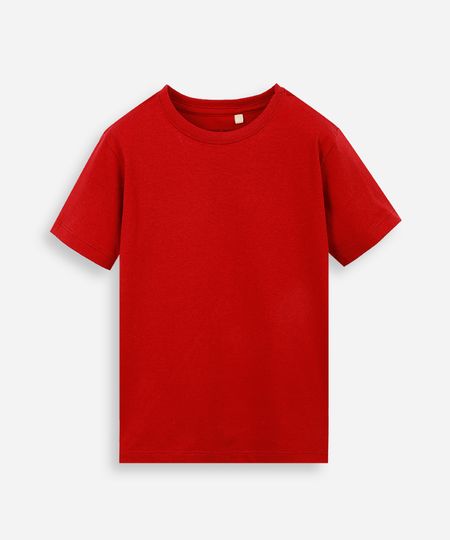 camiseta de algodão infantil manga curta básica vermelha 10