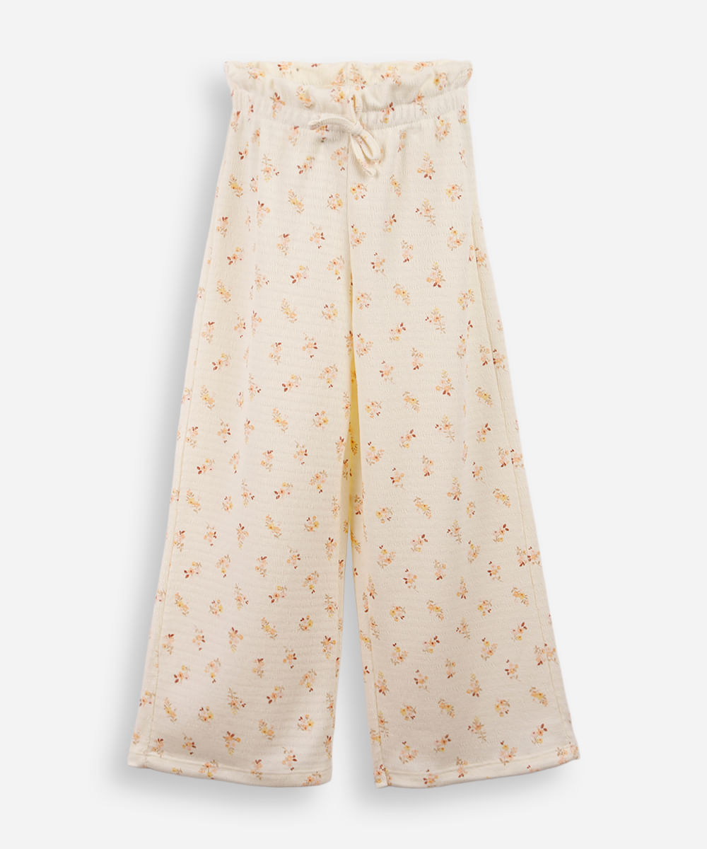 calça infantil liberty estampada bege