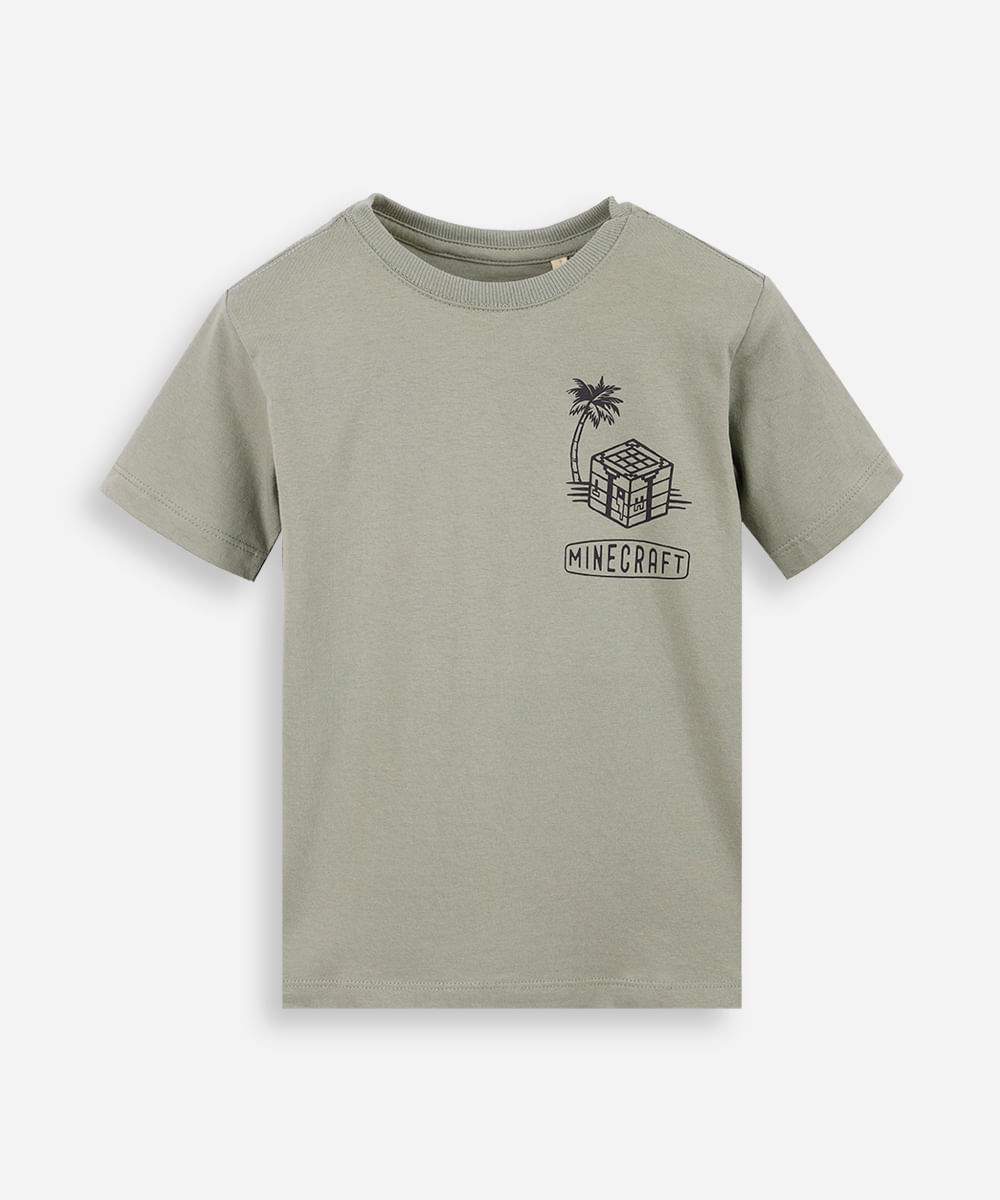 camiseta infantil minecraft game verde
