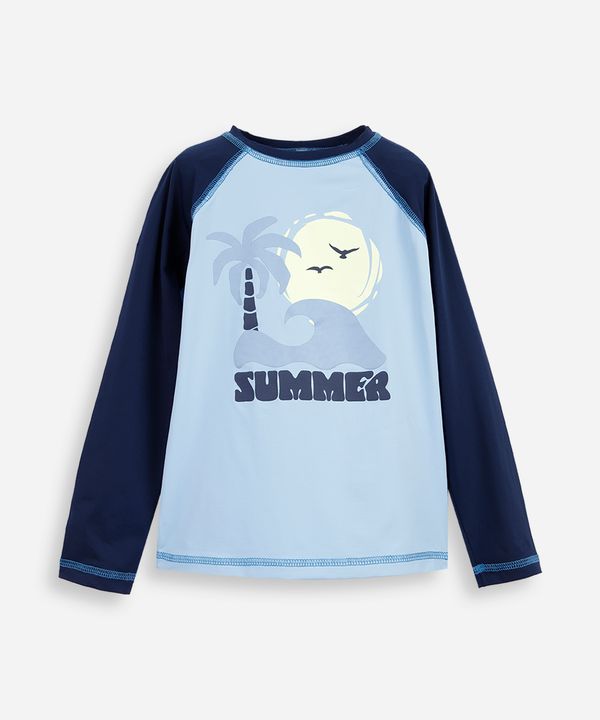 camiseta infantil manga longa proteção uv surf azul 6