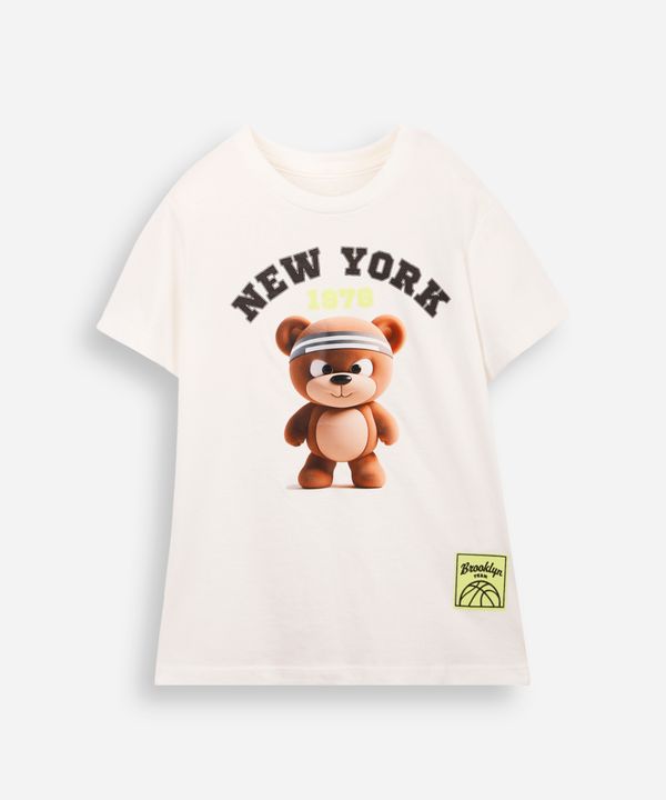 camiseta infantil de algodão ursinho off white 4
