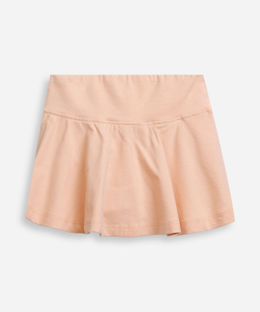 shorts saia infantil evasê liso laranja