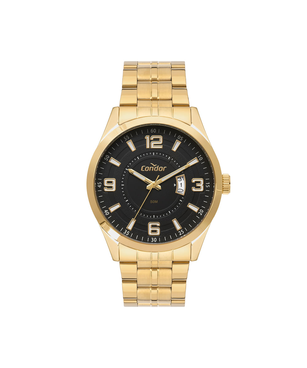 kit relógio masculino condor analógico calendário co2115mwtk4p dourado