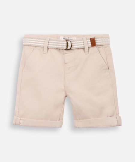 bermuda infantil de sarja com cinto bege 3 bermuda infantil de sarja com cinto bege 3