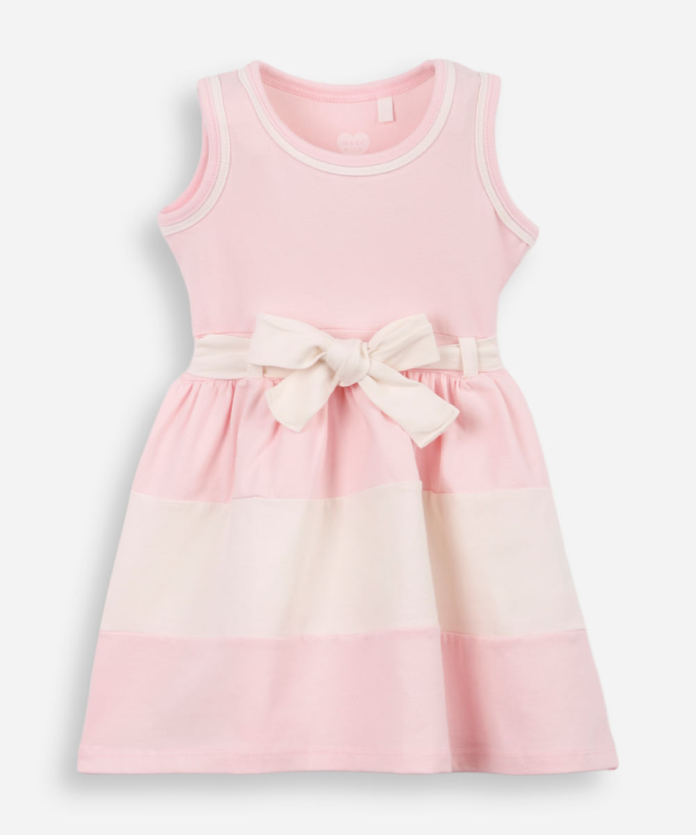 vestido infantil listrado rosa