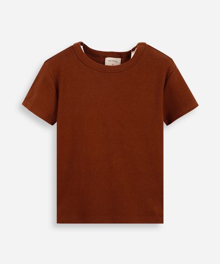 camiseta baby look juvenil de algodão canelada marrom 10 camiseta baby look juvenil de algodão canelada marrom 10