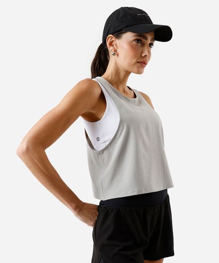 cropped feminino esportivo ace com refletivo cinza M cropped feminino esportivo ace com refletivo cinza M