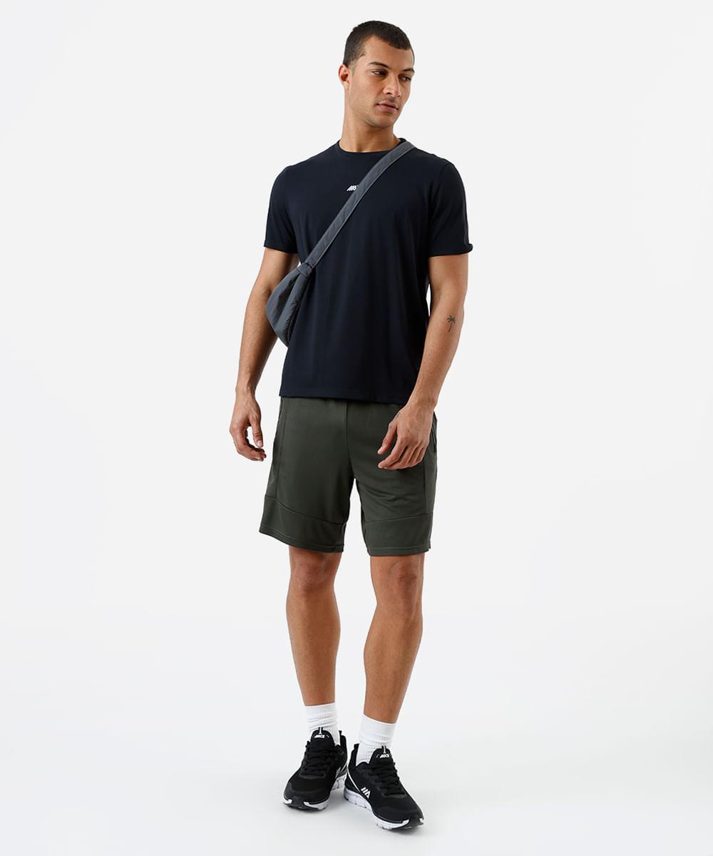bermuda esportiva masculina com recortes verde