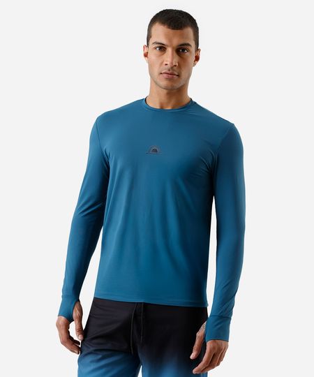 camiseta masculina de poliamida manga longa com proteção uv azul G camiseta masculina de poliamida manga longa com proteção uv azul G
