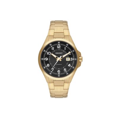 relógio masculino orient solartech analógico calendário mgss1297 p2kx dourado