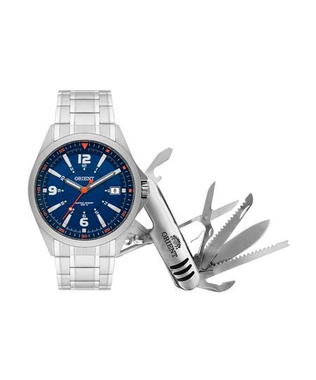 kit relógio masculino orient analógico calendário mbss1270k769d2sx prateado UNICO kit relógio masculino orient analógico calendário mbss1270k769d2sx prateado UNICO