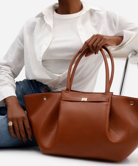 bolsa shopper com alça estruturada mindset marrom UNICO bolsa shopper com alça estruturada mindset marrom UNICO