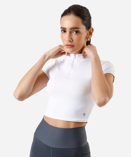 cropped gola alta com zíper ace branco GG cropped gola alta com zíper ace branco GG
