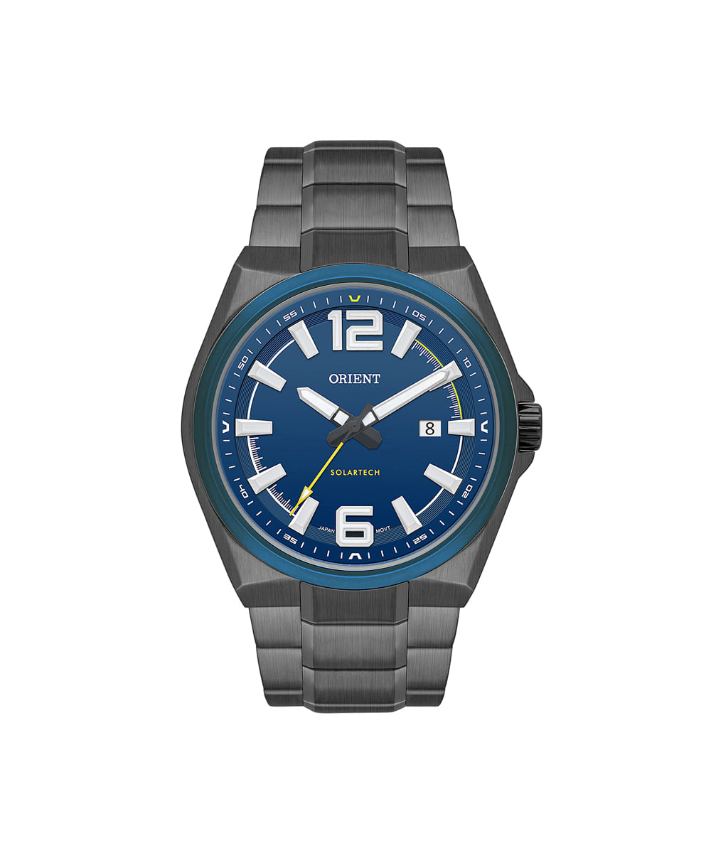 relógio masculino orient solartech analógico calendário mpss1058 d2gx preto