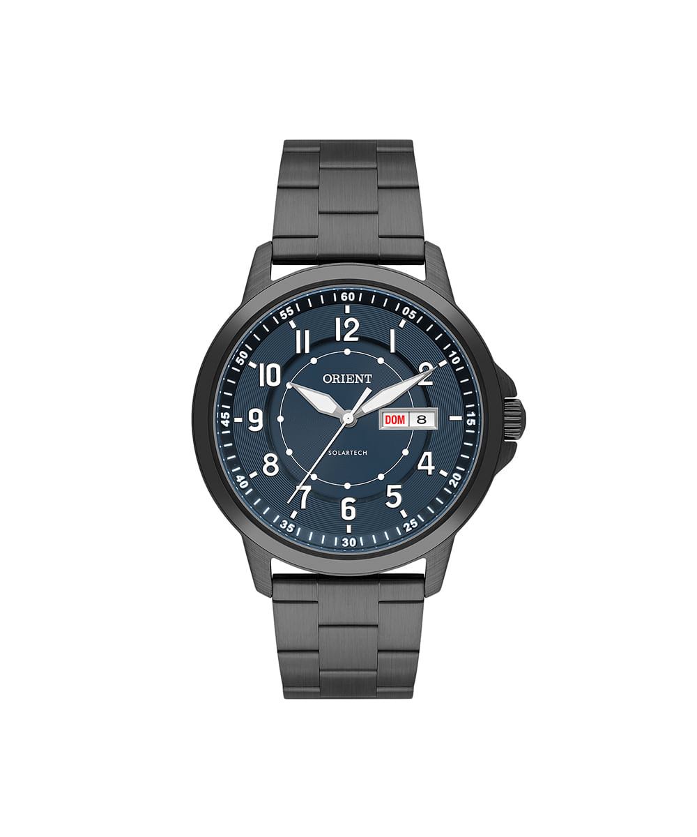relógio masculino orient solartech analógico calendário mpss1057 d2px preto