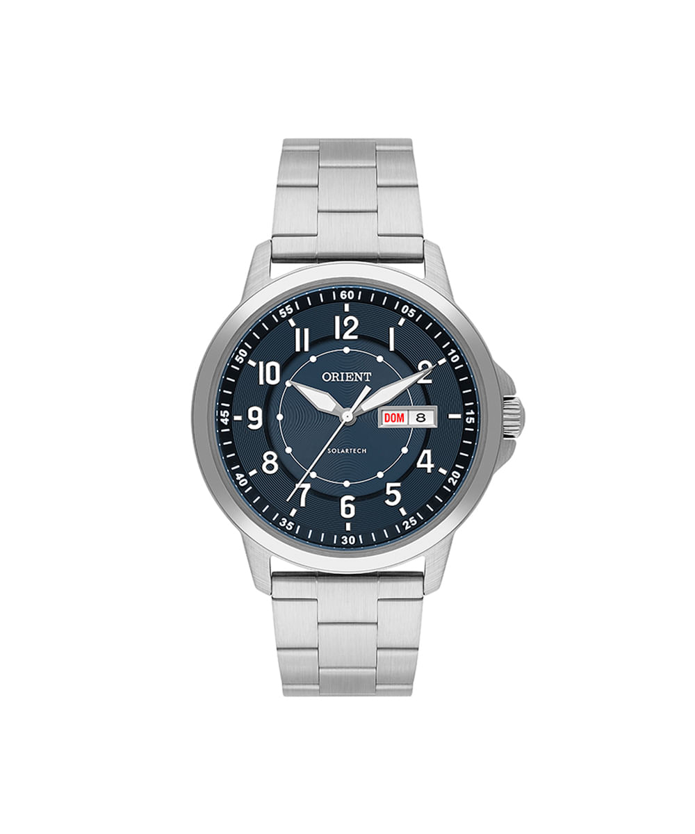 relógio masculino orient analógico calendário mbss1508d2sx prateado