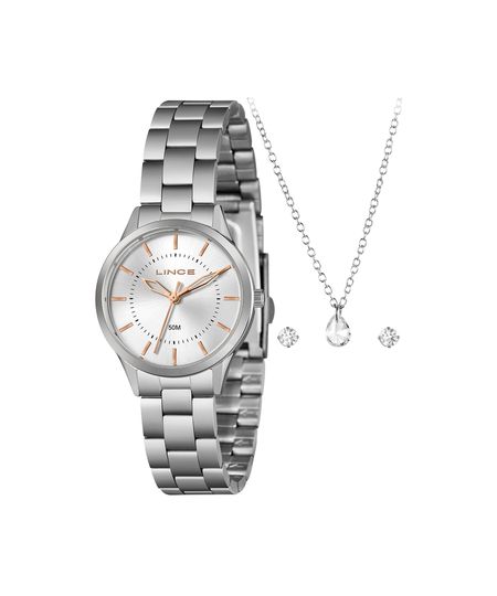 kit relógio feminino lince analógico lrmh228l30k0d6s1sx prateado UNICO kit relógio feminino lince analógico lrmh228l30k0d6s1sx prateado UNICO