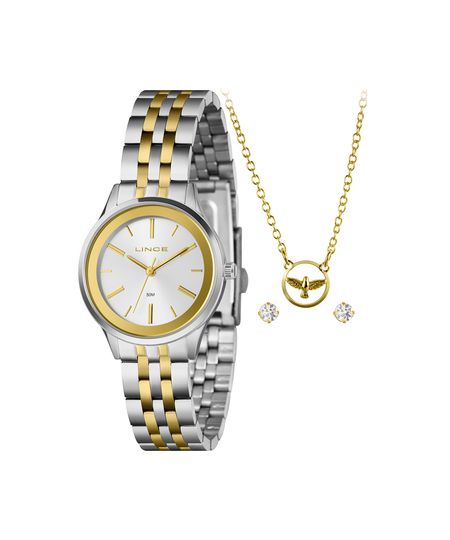 kit relógio feminino lince analógico lrth232l30k0d2s1sk prateado UNICO kit relógio feminino lince analógico lrth232l30k0d2s1sk prateado UNICO