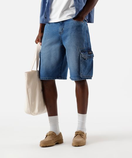 bermuda cargo masculina jeans azul 38 bermuda cargo masculina jeans azul 38
