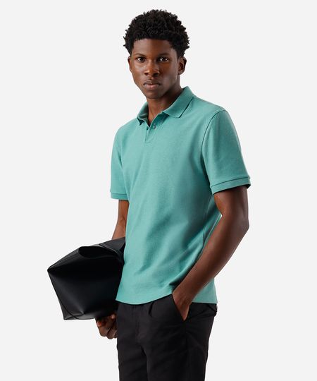polo comfort masculina com algodão manga curta texturizada verde G polo comfort masculina com algodão manga curta texturizada verde G