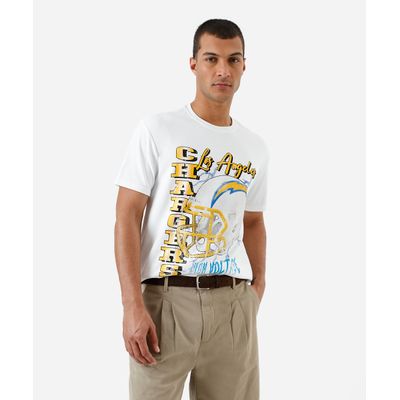camiseta masculina relaxed nfl chargers off white