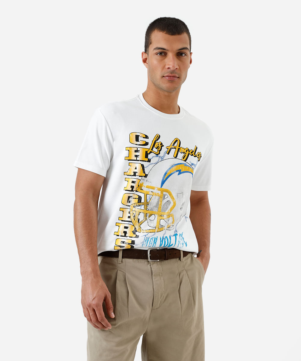 camiseta masculina relaxed nfl chargers off white