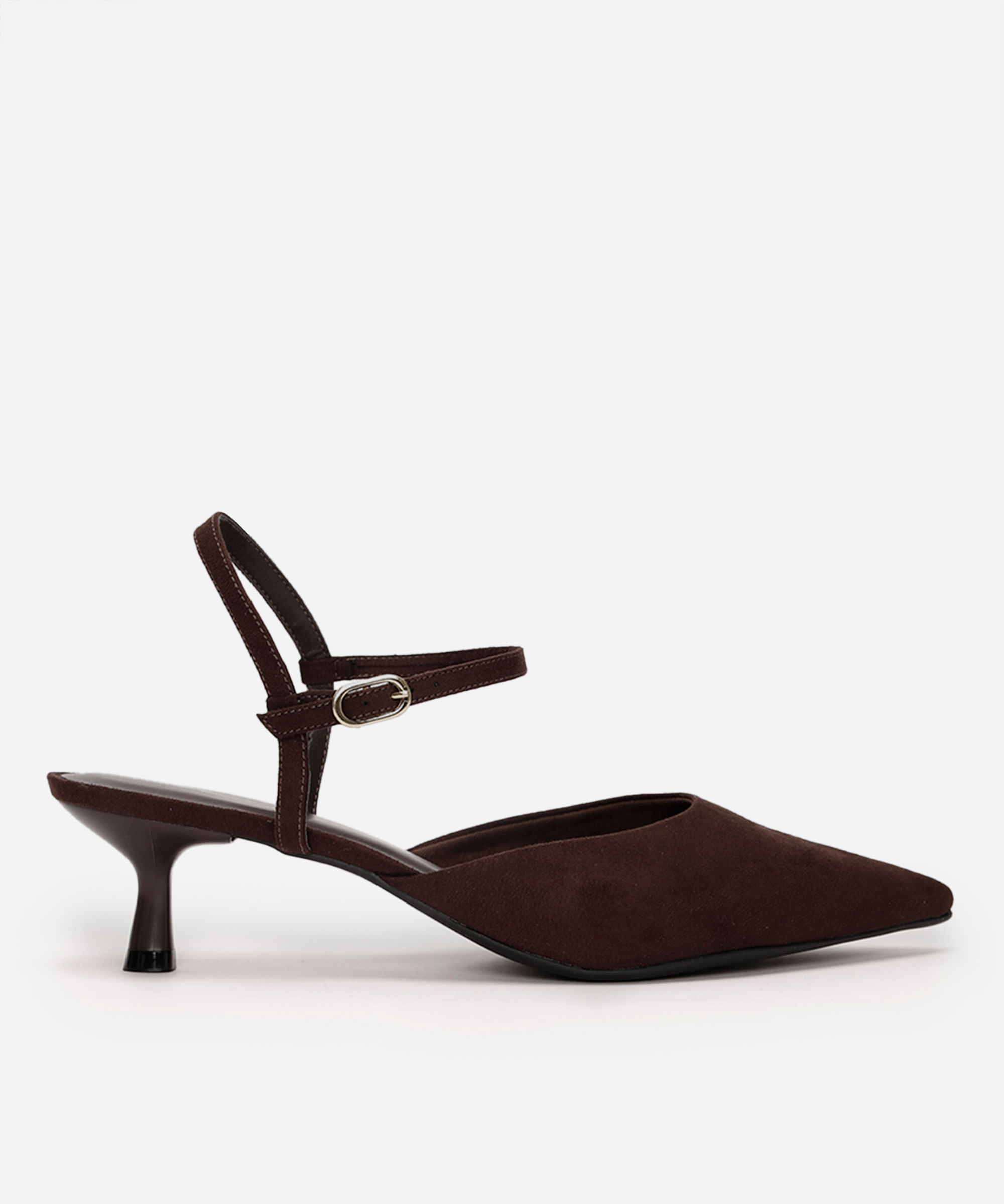 scarpin bico fino salto fino oneself texturizado marrom
