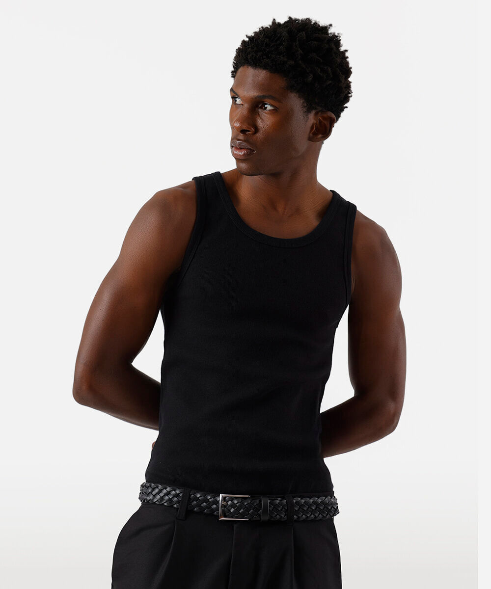 regata básica canelada preta